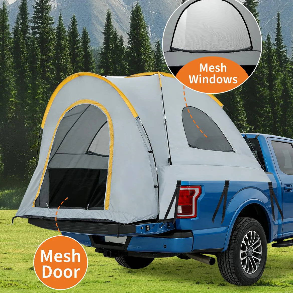 Waterproof Double Layer Truck Bed Tent With Awning 210D Oxford Fits 5 To 6 Feet