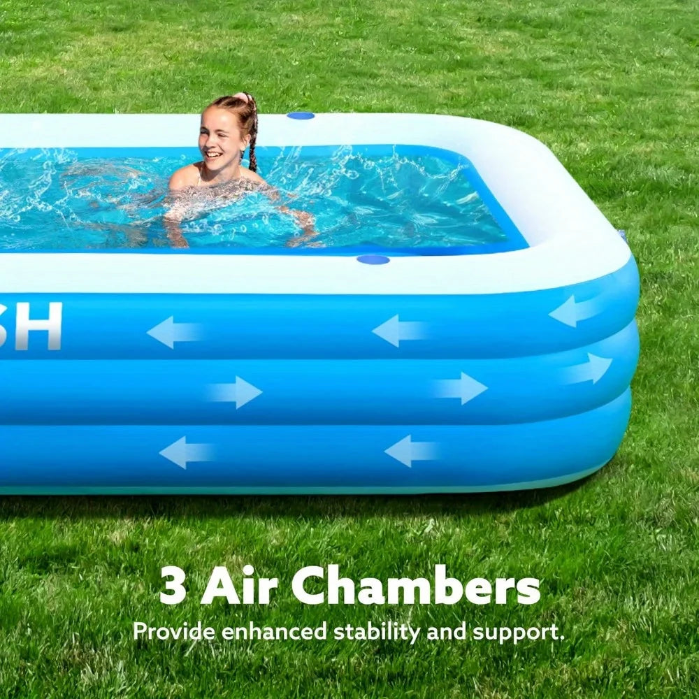 Joyfy 120 by 72 by 22 Inches Full Sized Inflatable Swimming Pool Backyard
