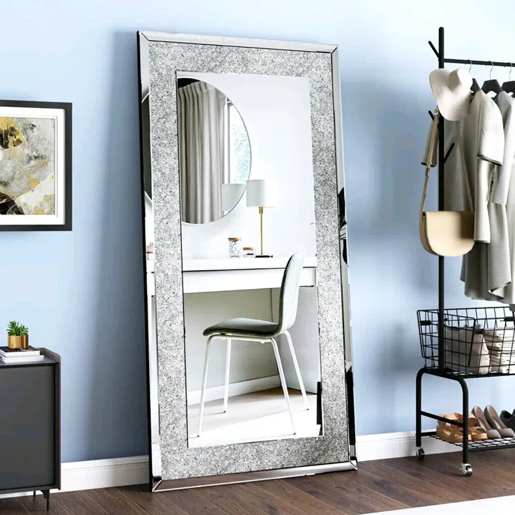 Luvodi Silver Wall Mounted Rhinestone Vanity Mirror