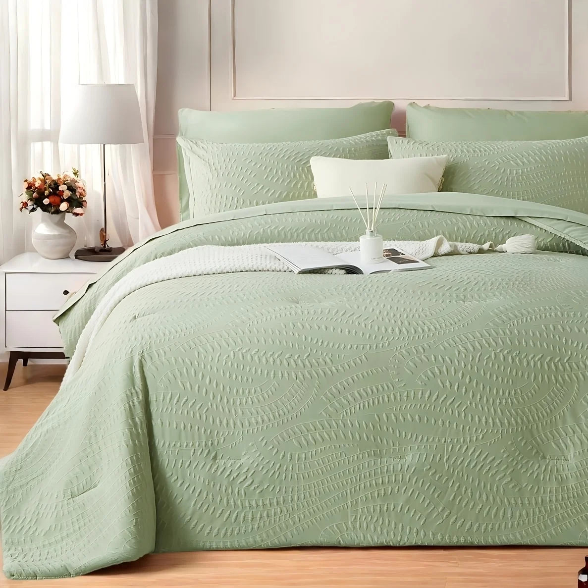 Boho Farmhouse Comforter Set Queen King Size Bed In A Bag Geometric Tufted