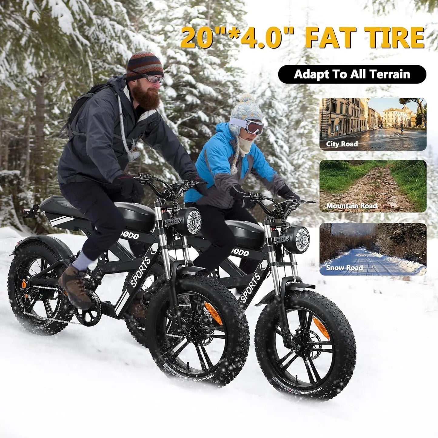 Fat Tire Electric Bike 1500W Peak 35 MPH 48V 816Wh Battery 20 Inch 7 Speed