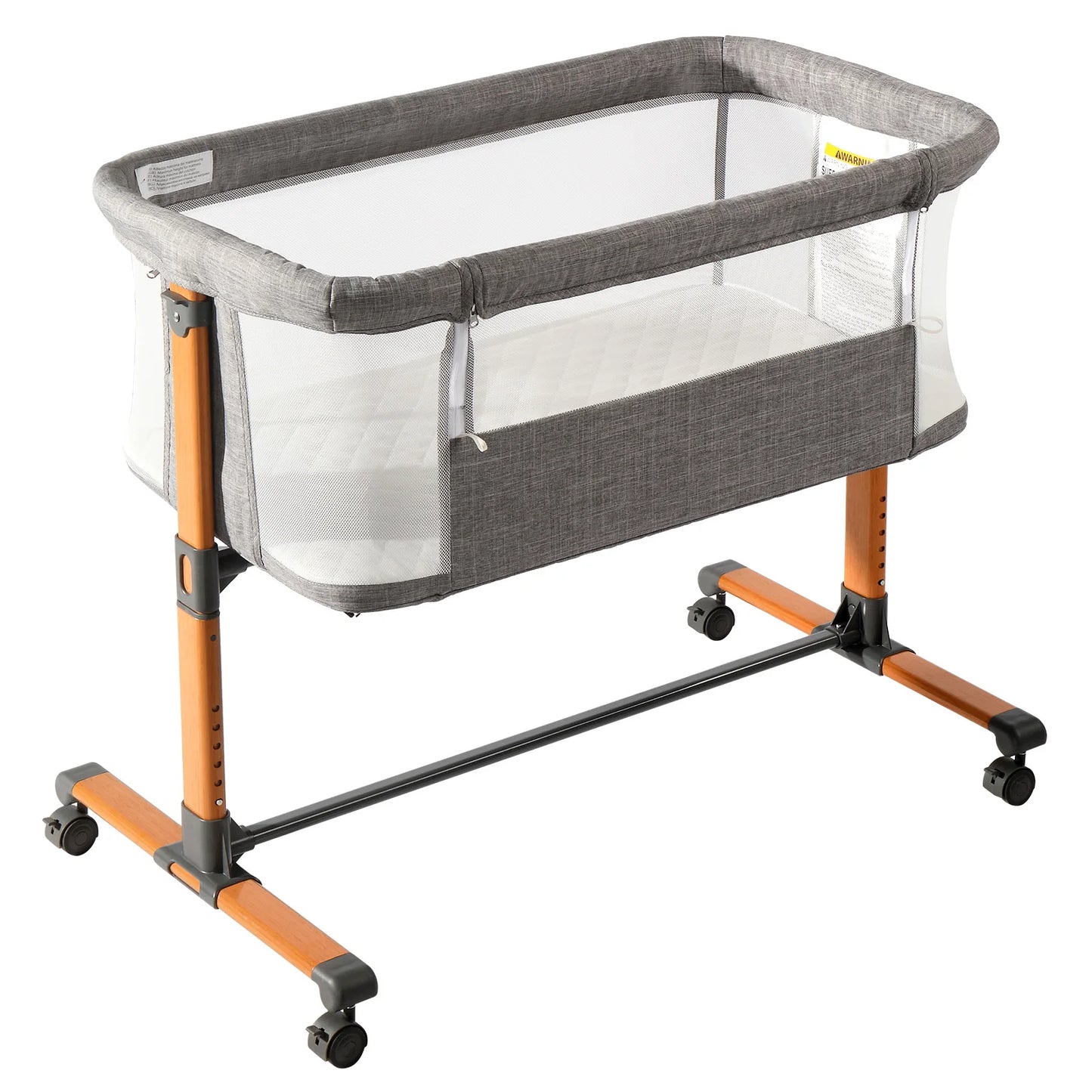 Iron pipe + plastic 150D encrypted cationic fabric gray baby cradle bed