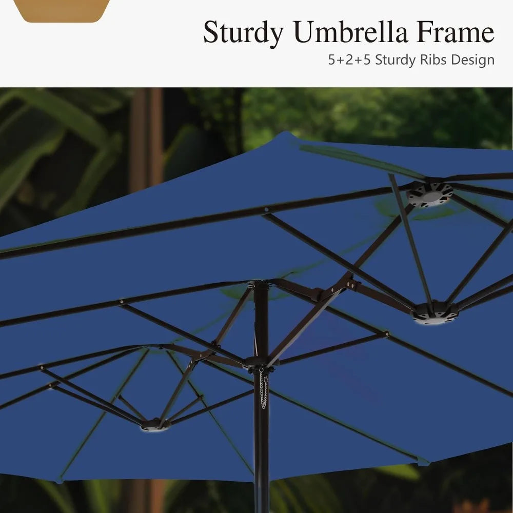 15ft Extra Large Rectangular Market Patio Umbrella,Heavy Duty,Base Included,Outdoor,Custom