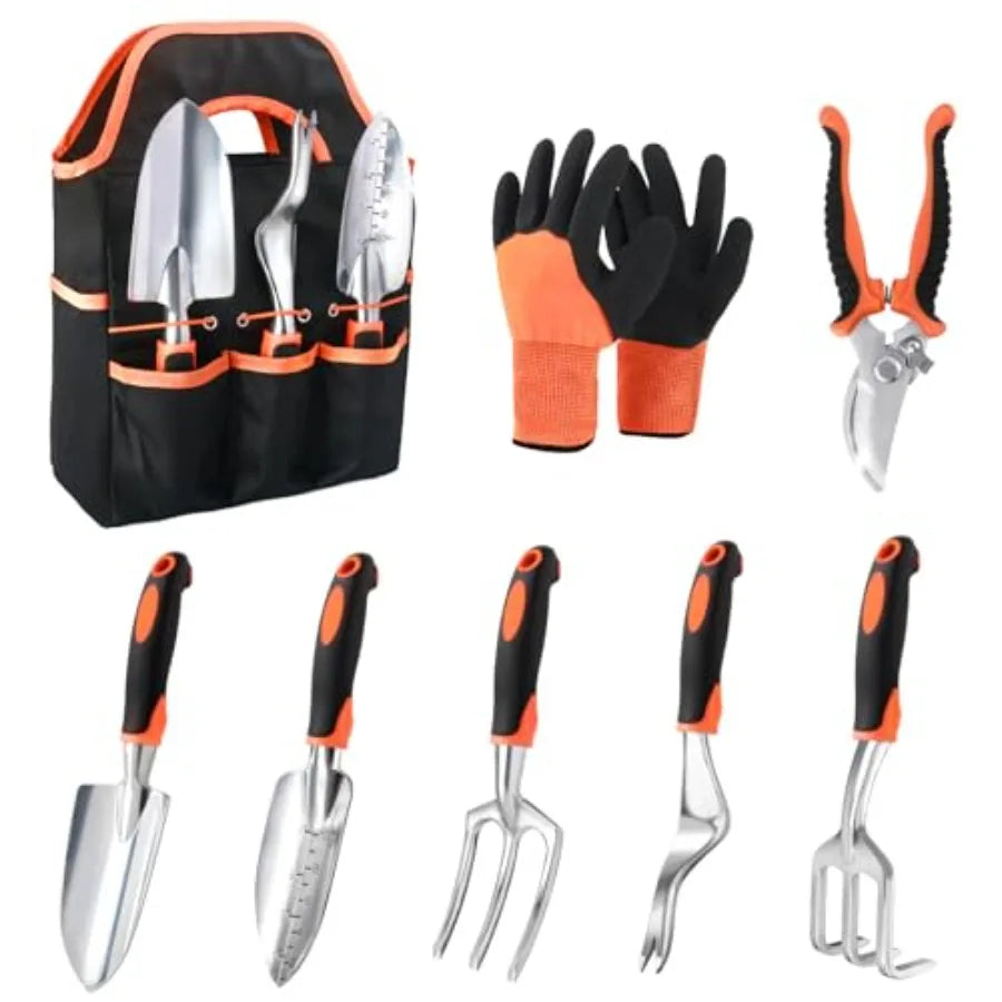 Garden Tools Set, 8 Pcs Gardening Tools Set with Non Slip Ergonomic Handle, Heavy Duty Garden Tool Set with Storage Bag, Garden