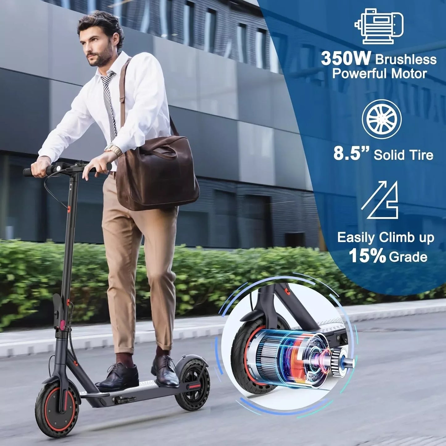 Ladped LP60 Electric Scooter 350W Foldable 19 MPH 8.5 Inch Tires 16 Mile Range