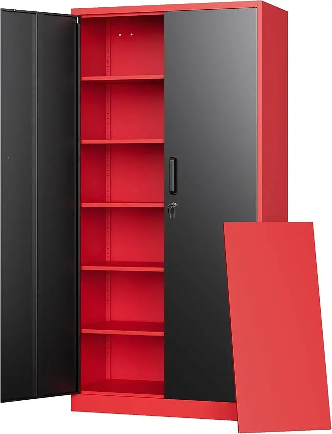 Metal Garage Storage Cabinets With Lock Door And Adjustable Shelves For Home