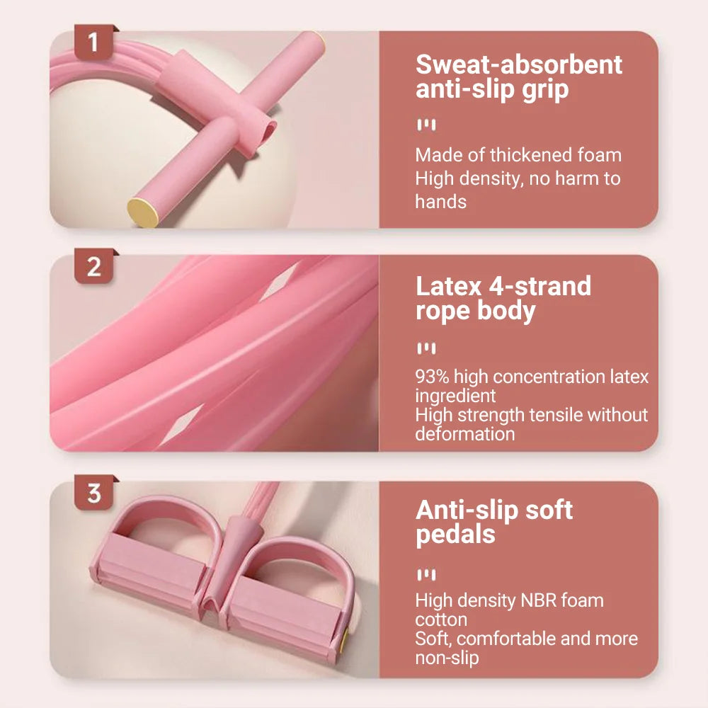 Six Tube Resistance Band Set With Multi Function Rope Pedal Exerciser For Gym
