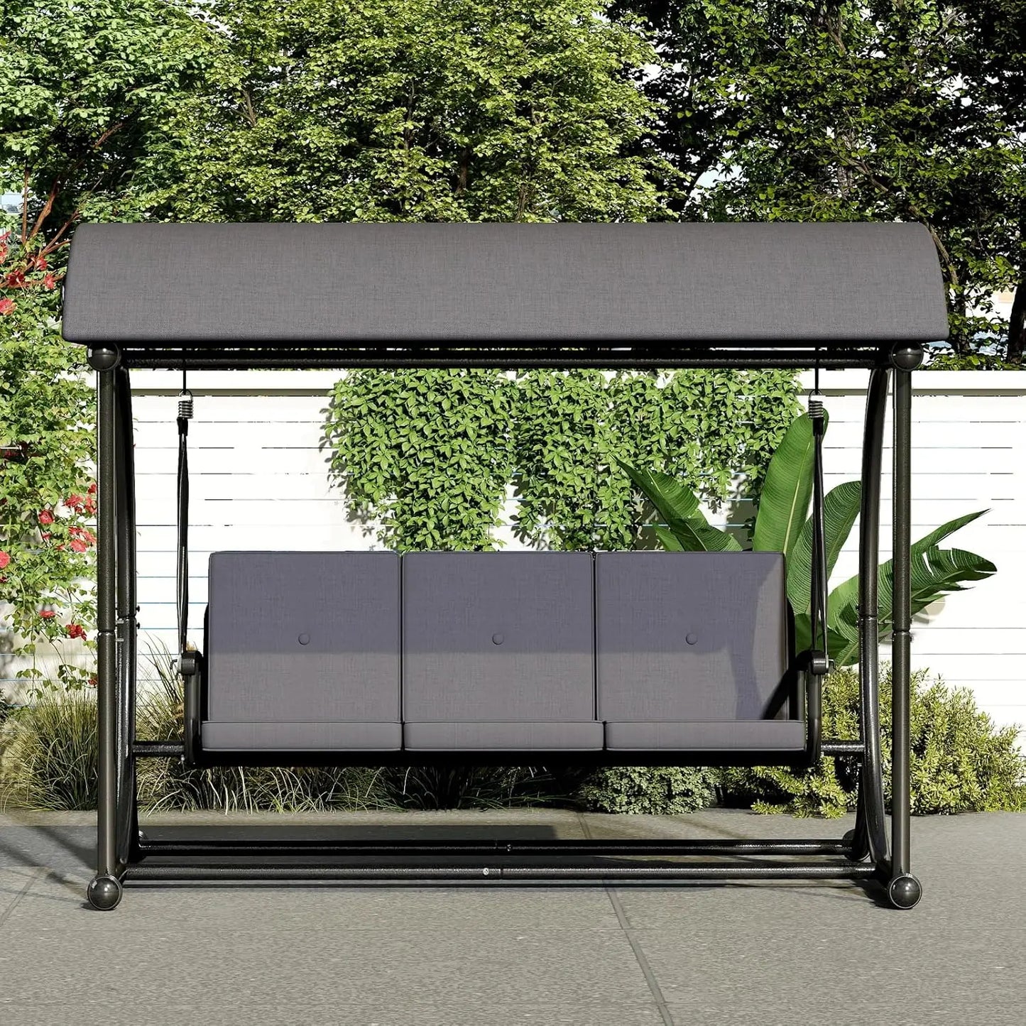 Outdoor Patio Swing With Canopy 2 In 1 Porch Swing Bed With Stand