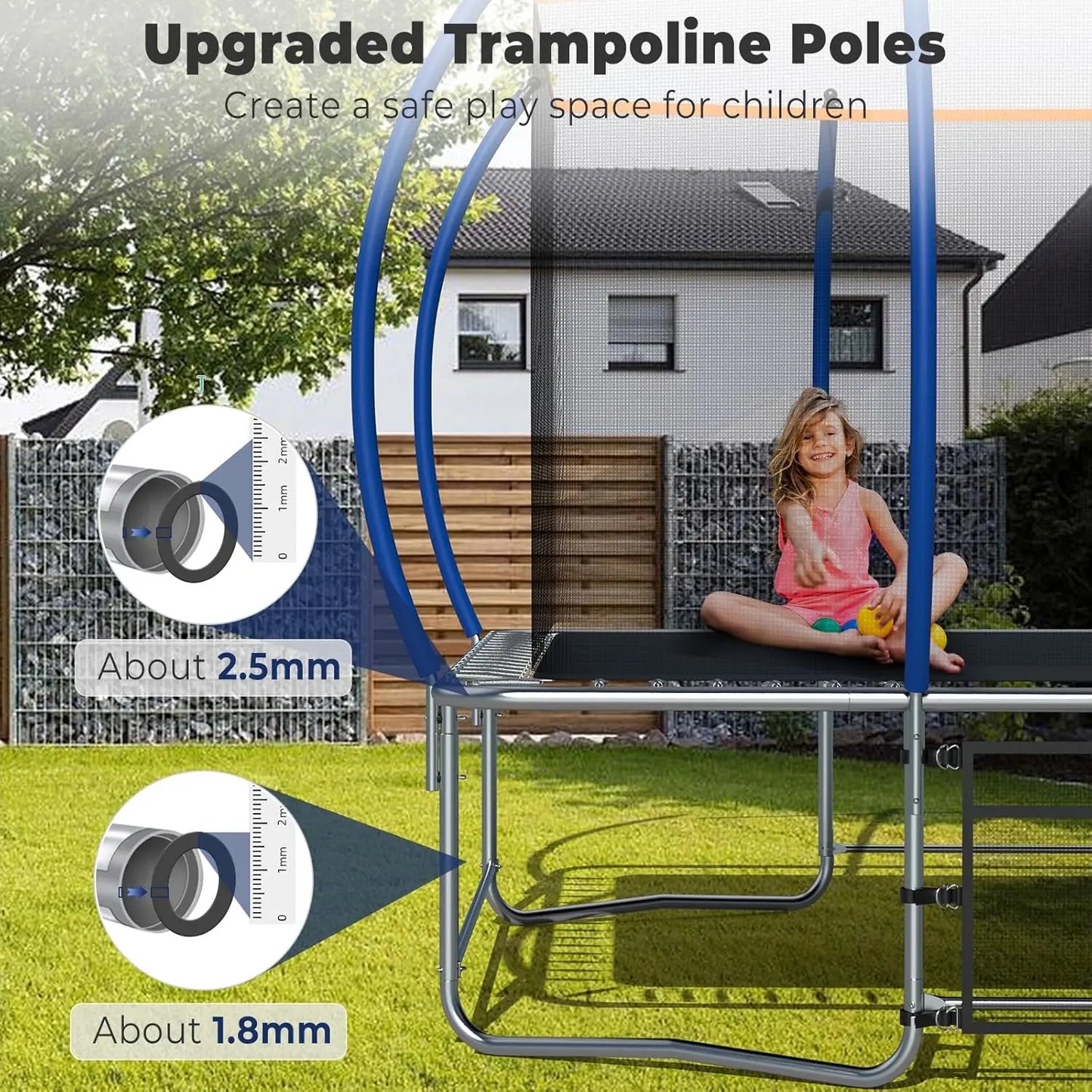 14Ft Outdoor Rectangle Trampoline For Kids And Adults