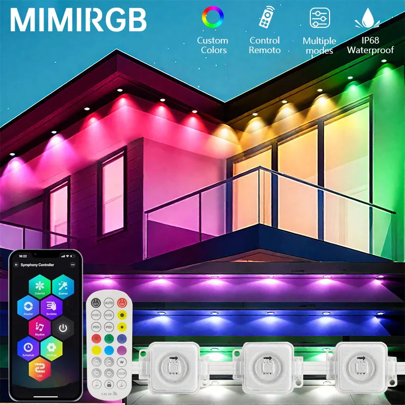 MIMIRGB Outdoor Eaves Lights LED String With App Control DIY Scene Modes