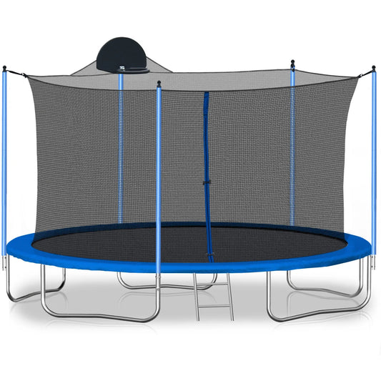 12ft Trampoline For Adults And Kids With Basketball Hoop
