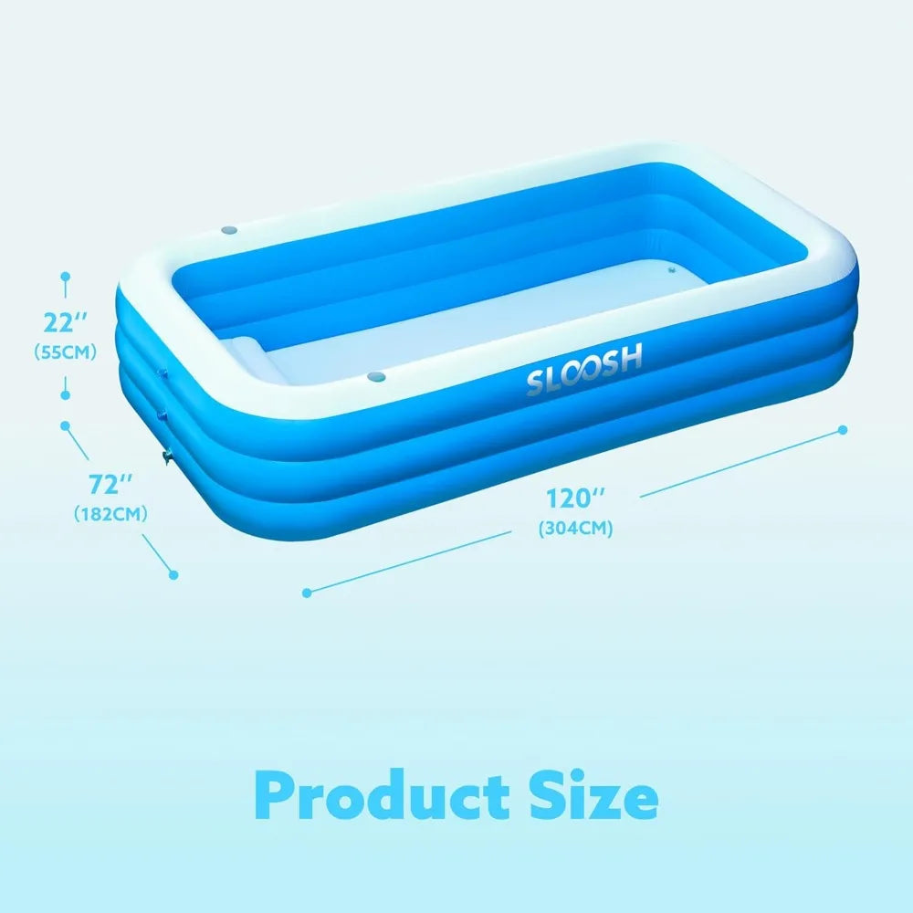 Joyfy 120 by 72 by 22 Inches Full Sized Inflatable Swimming Pool Backyard