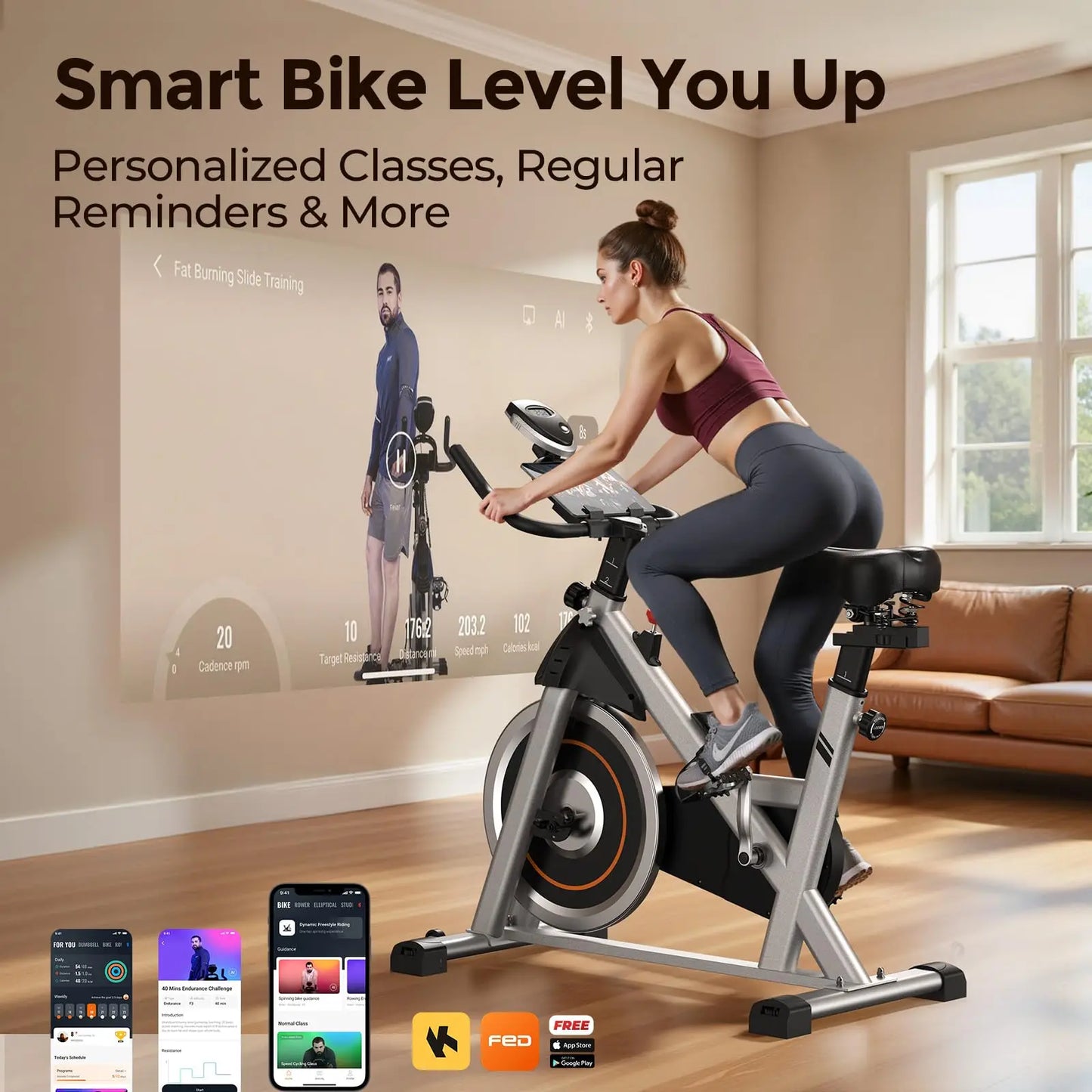 YOSUDA Exercise Bike With Magnetic Resistance And Bluetooth 300 Pound Capacity
