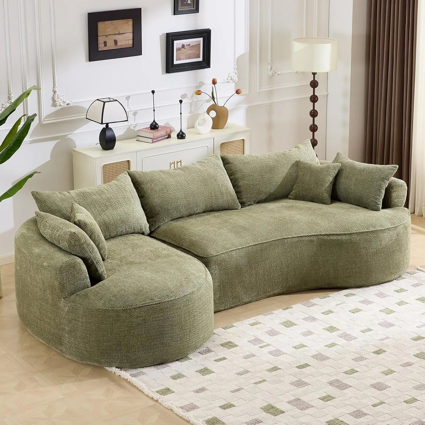 126.4 Inch Oversized L Shaped Boneless Sofa With Deep Seat And 7 Pillows