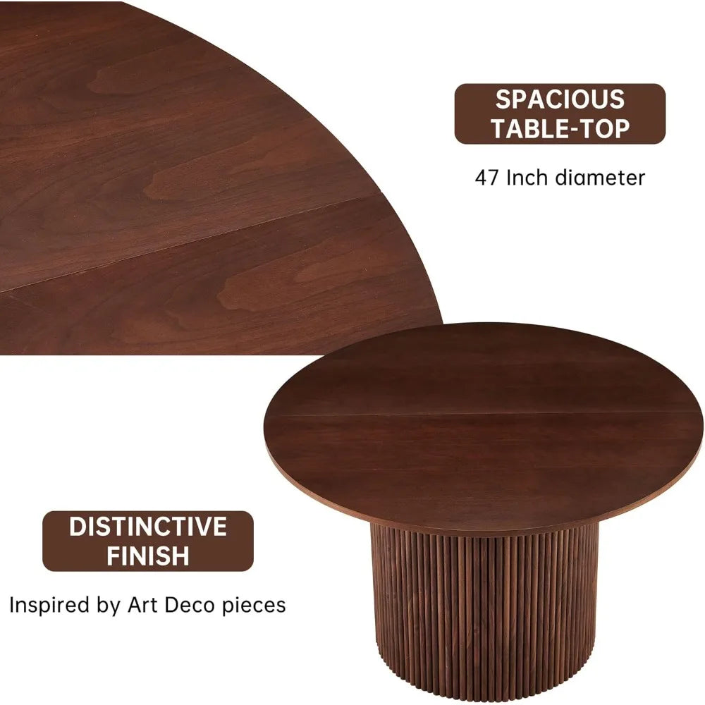 Five Piece Wooden Round Dining Table And Barrel Chairs Set
