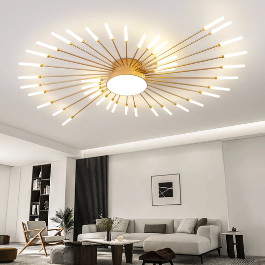 Modern LED Ceiling Light Gold Black Living Room AC 90 260V