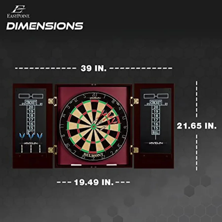 Official Size Dart Board Cabinet Set With Easy Assembly Deluxe Darts Included