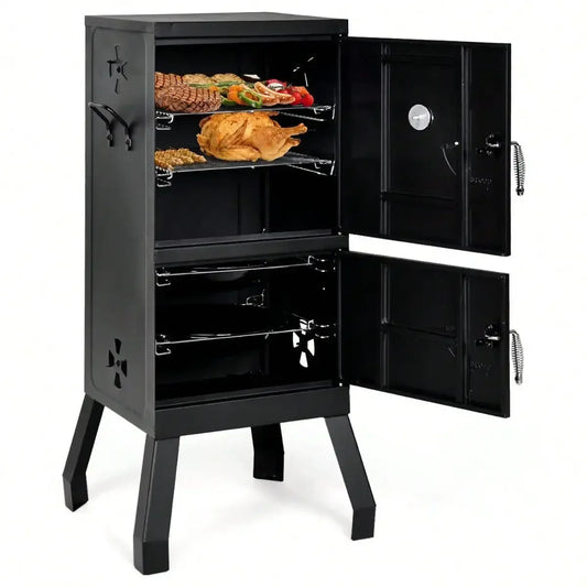 Vertical Charcoal Smoker Grill With Temperature Gauge