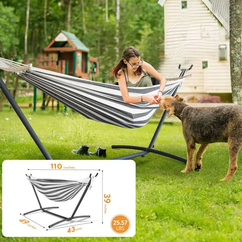 Gyroor Hammock With Adjustable Stand And Storage Bag 600 Pound Capacity