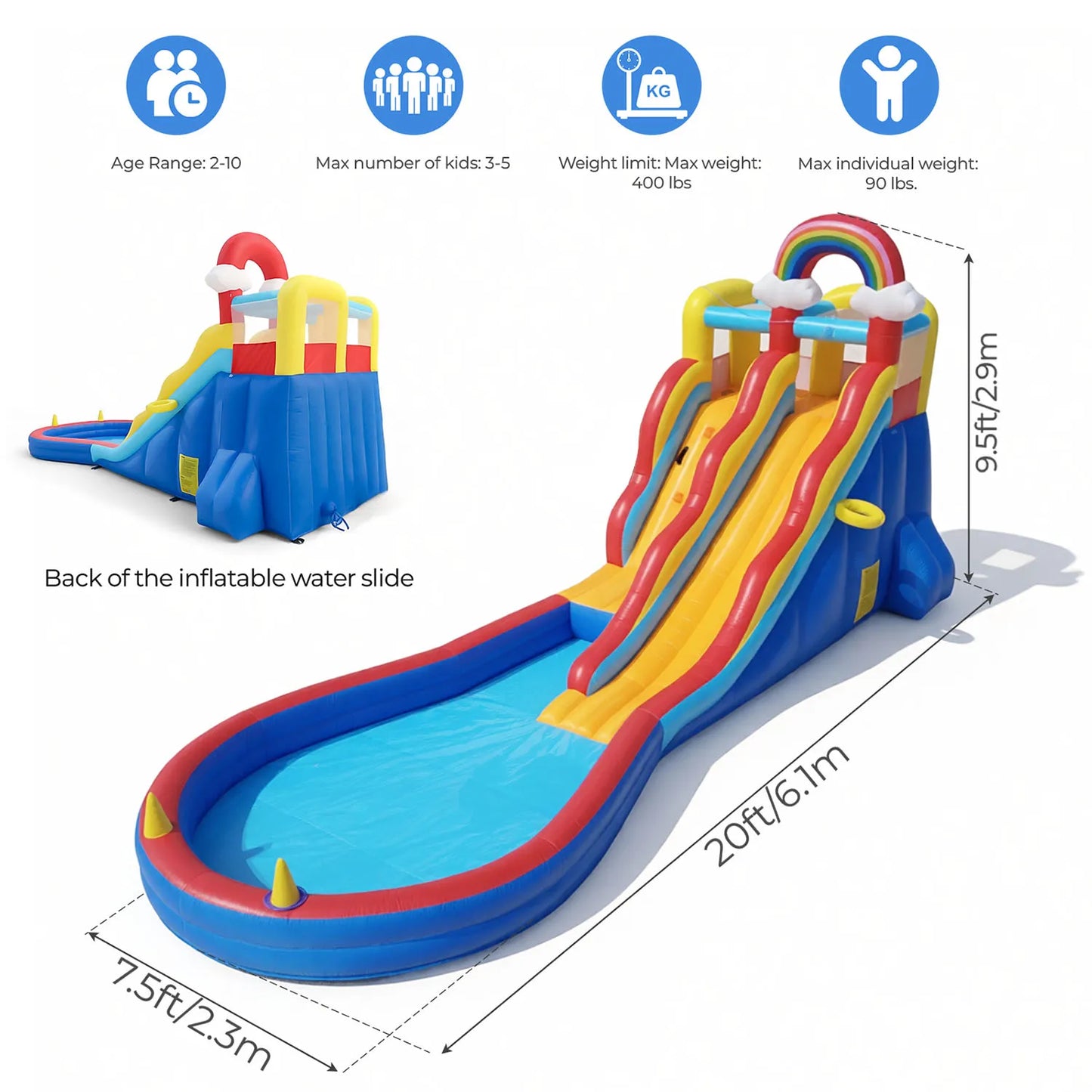 Commerci 6.1m Inflatable Bounce House Water Slide With 680W Blower CE Certified