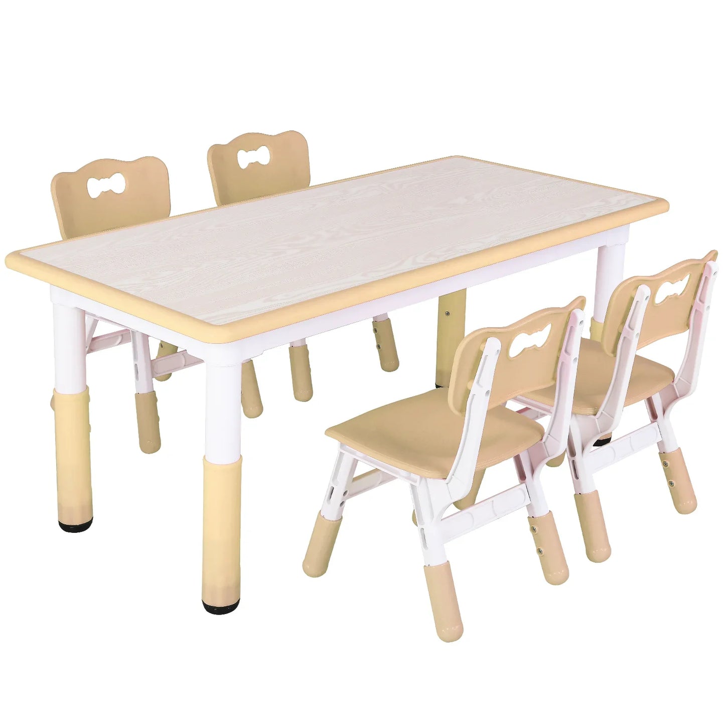 Kids Table And 4 Chairs Set Height Adjustable Graffiti Desktop Non Slip Legs