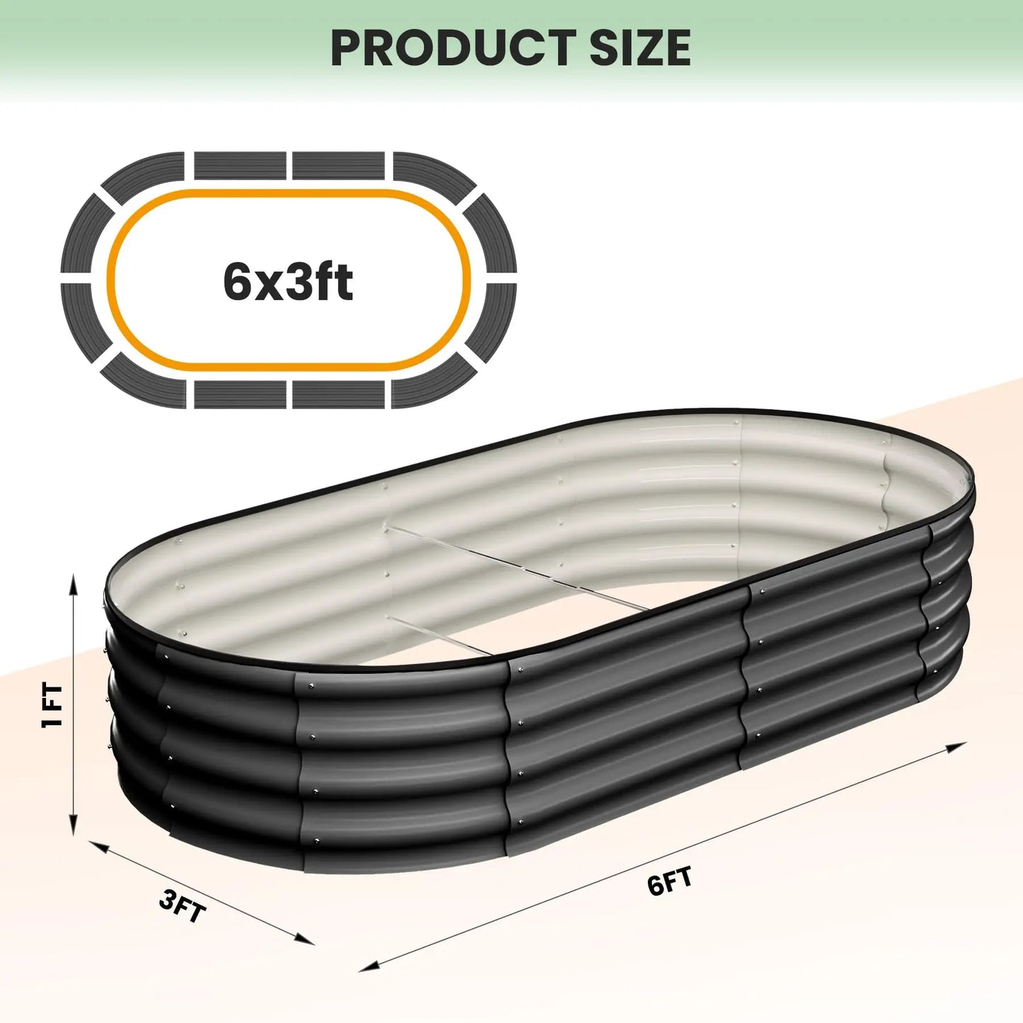 Two Pack Oval Galvanized Steel Raised Garden Beds With Open Base Safety Edge