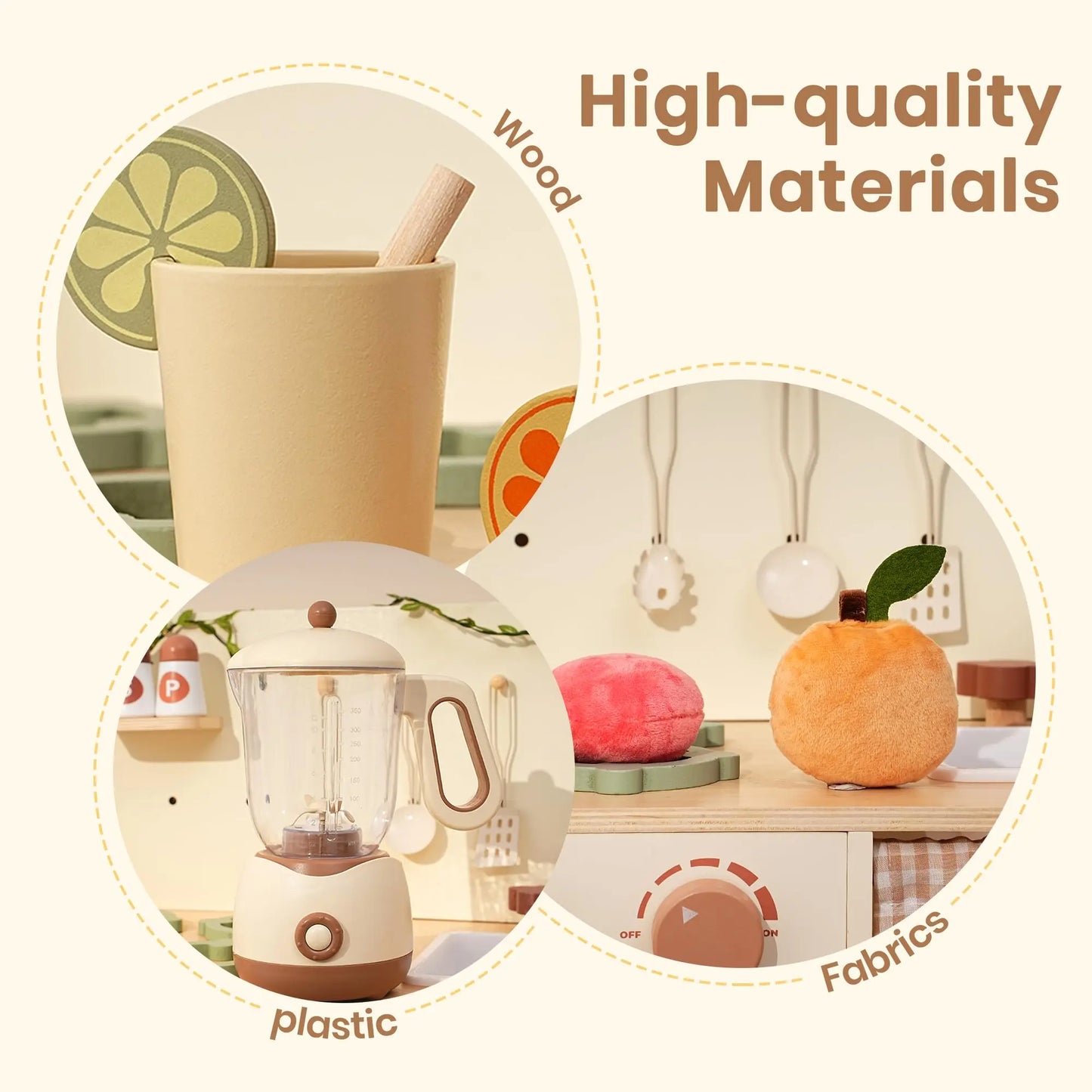 Robotime Wooden Play Kitchen Set With Blender And Realistic Sounds For Toddlers