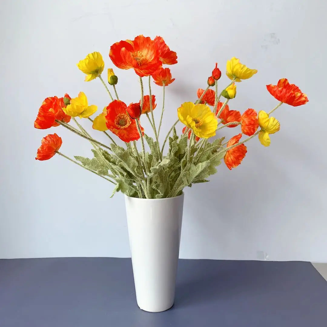 4 Head Poppy Artificial Flowers Bouquet For Home Decor Wedding Party Diy