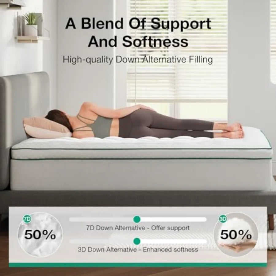 Novilla CL Extra Thick Pillow Top Mattress Topper With Down Alternative Fill