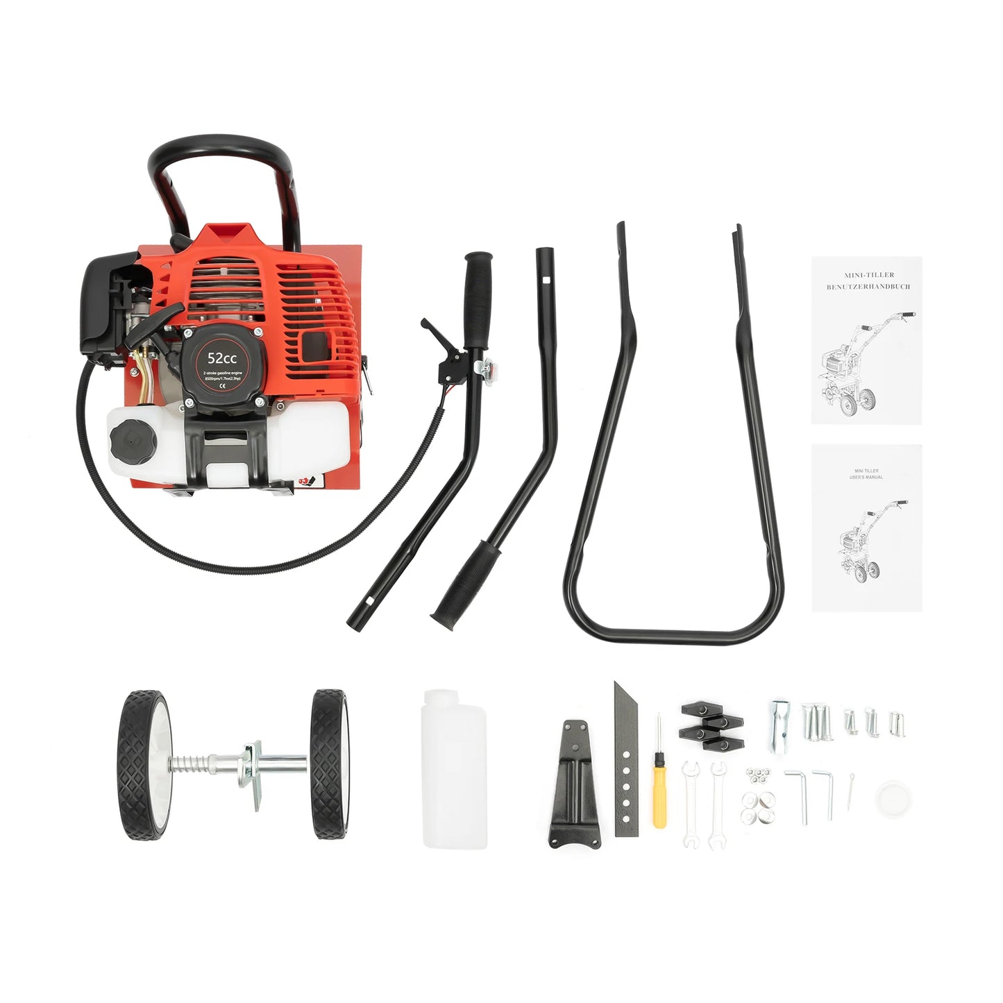 52cc Gas Tiller Cultivator 2 Stroke Mini Rotovator 7000 RPM