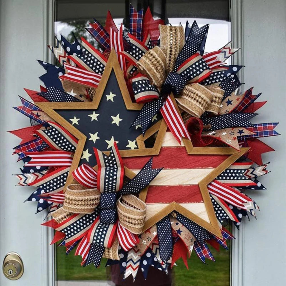 Patriotic 4th Of July Wreath Independence Day Front Door Decor