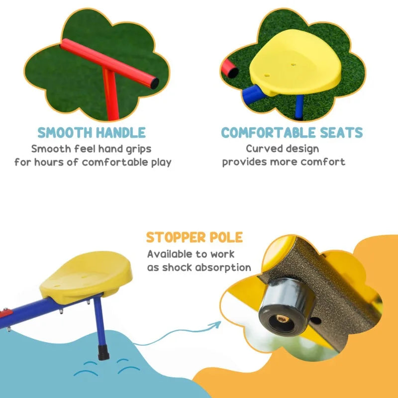 360° Children's Rotating Seesaw, 4-seater Seesaw Outdoor Playground Equipment, Suitable for Children Aged 3-8 Years Old