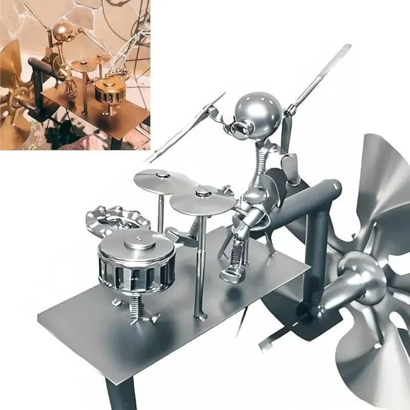 Drummer Windmill Handmade Metal Percussionist Figurine Rockin Art Garden Decor for Music Lovers & Collectors Yard Ornaments