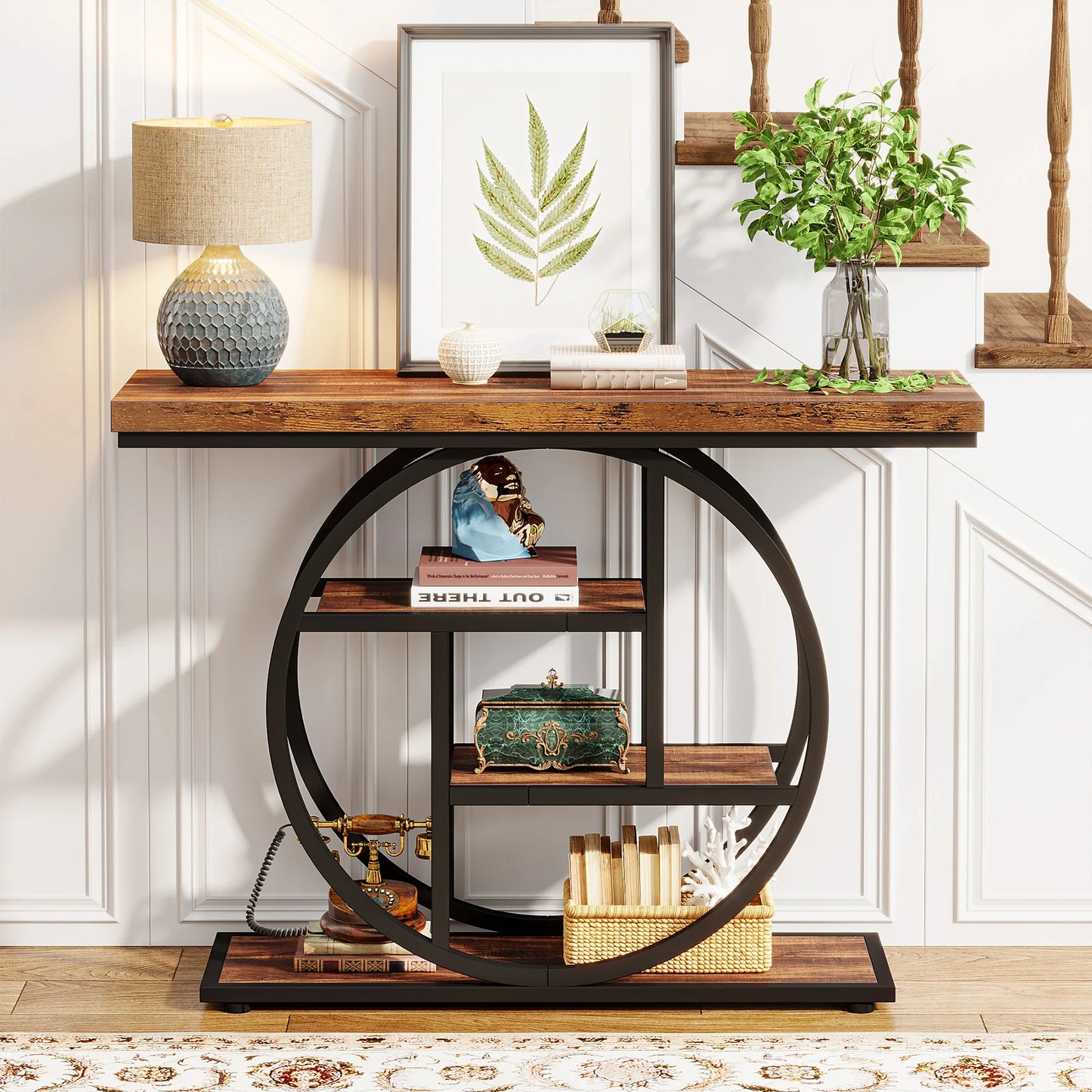 Console Table 4 Tier Entryway Table 41.3 Inch Industrial Sofa Table Living Room