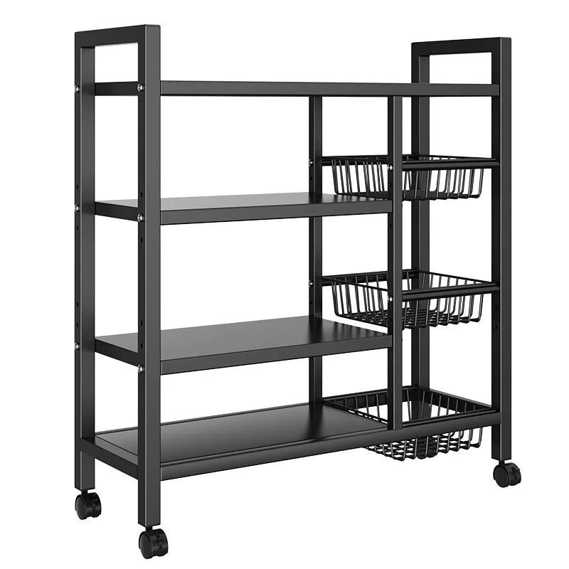 Multifunctional Removable Cabinet Storage Rack 4 Tier Black Metal Organizer