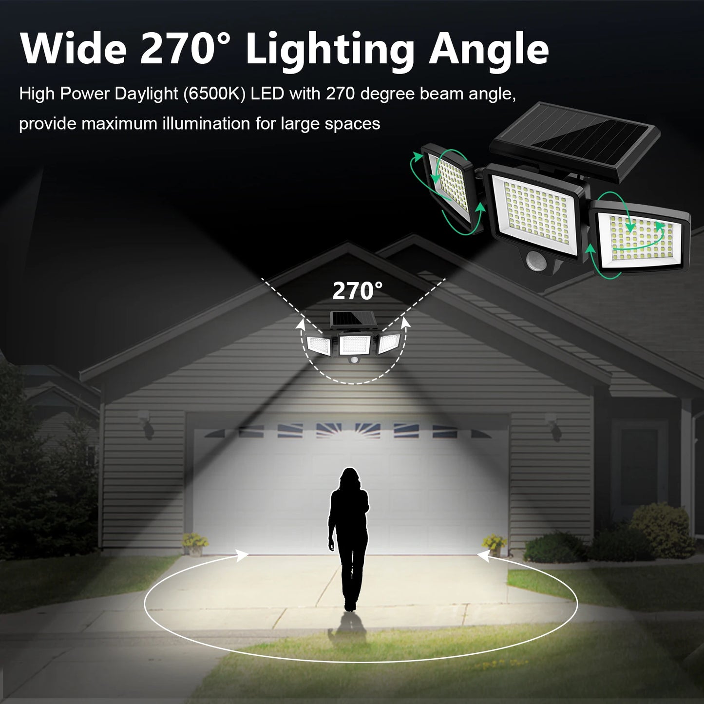 3 Pack Outdoor Solar Lights With Motion Sensor For Porch Garage Yard Patio