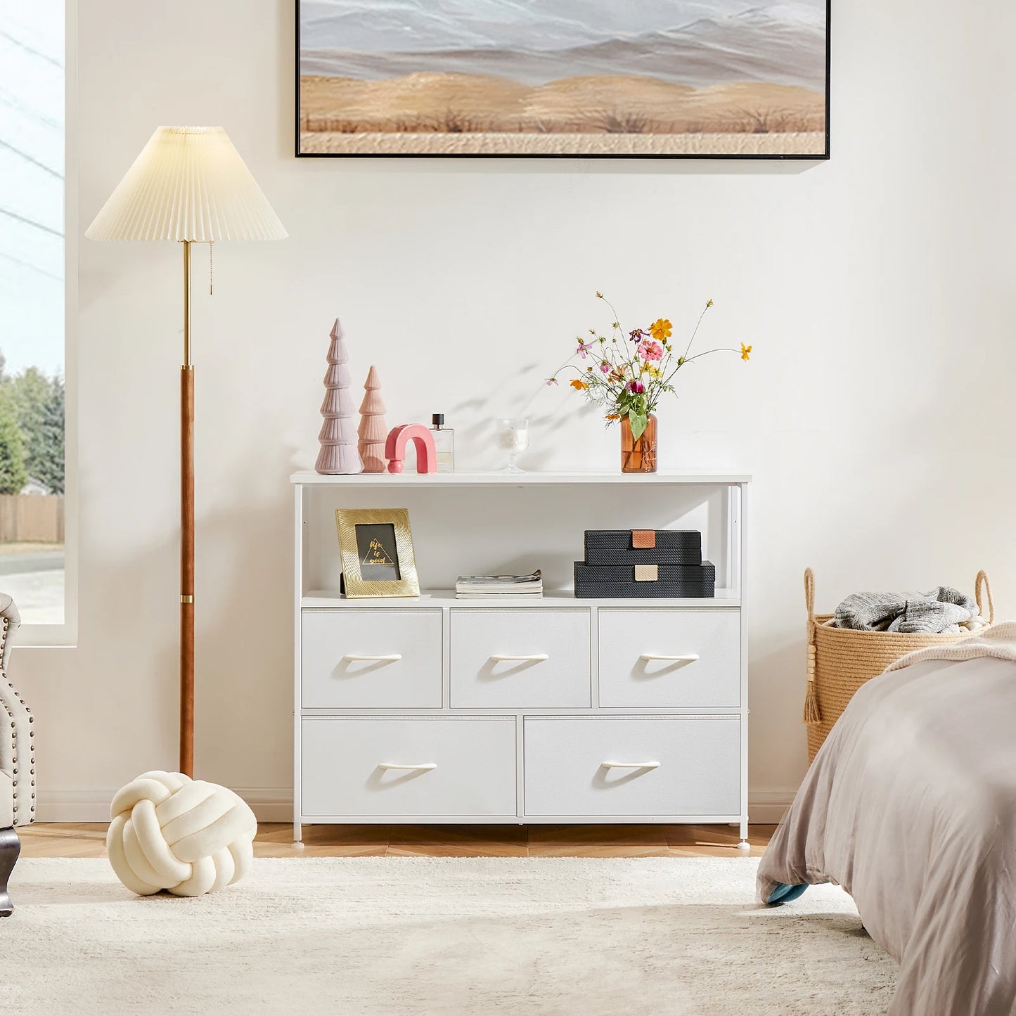 JHK Bedroom Wardrobe With White Fabric Drawers 5 7 10 Drawer Storage Chest