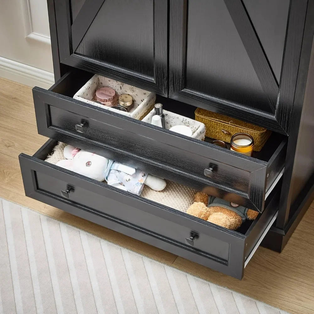 Dresser for Bedroom, Farmhouse Dresser with Wooden Drawers and Storage Cabinets, Tall Chest of Drawers for Bedroom,Living Room