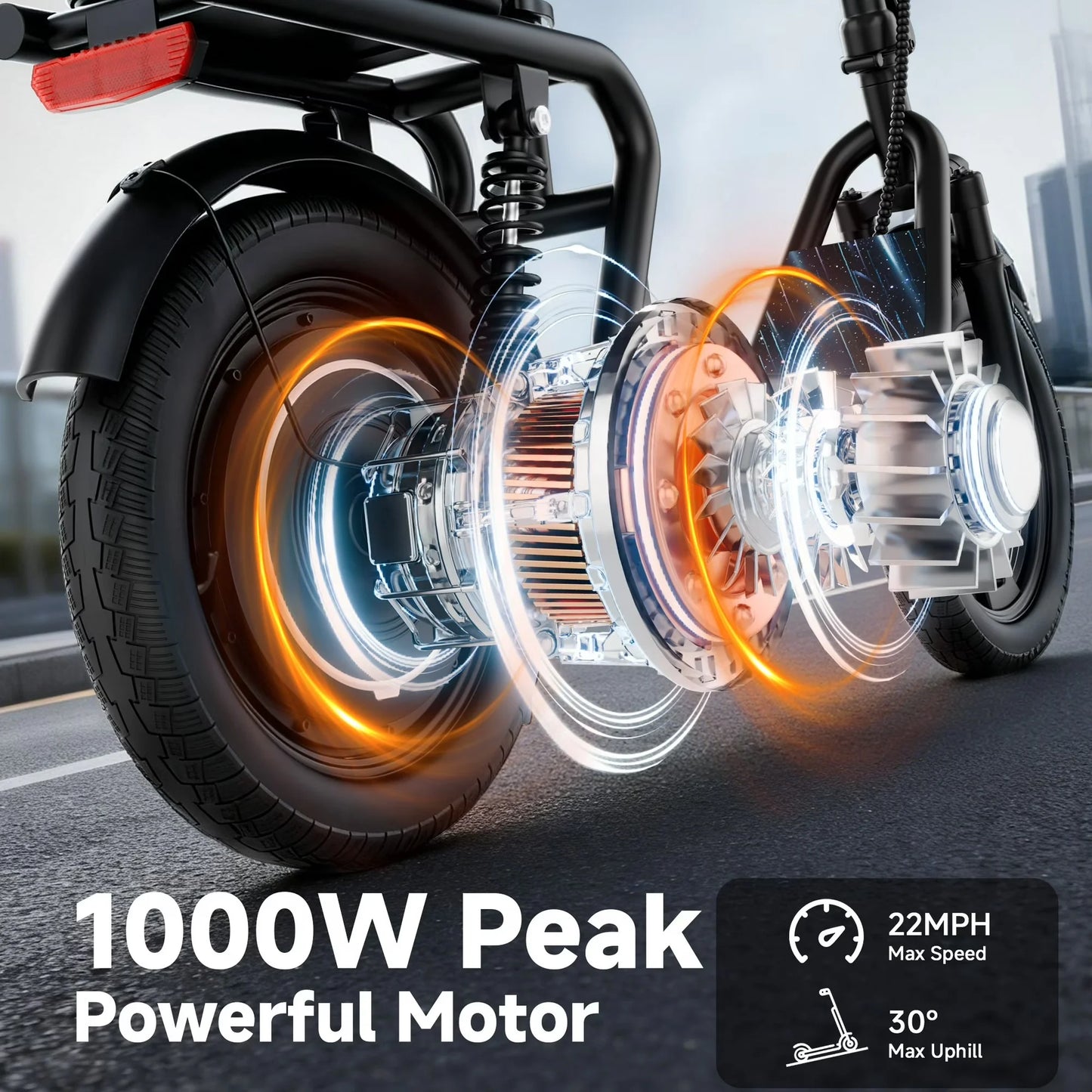 14 Inch Electric Scooter For Adults With Seat 22 MPH 48V Battery 55 Mile Range