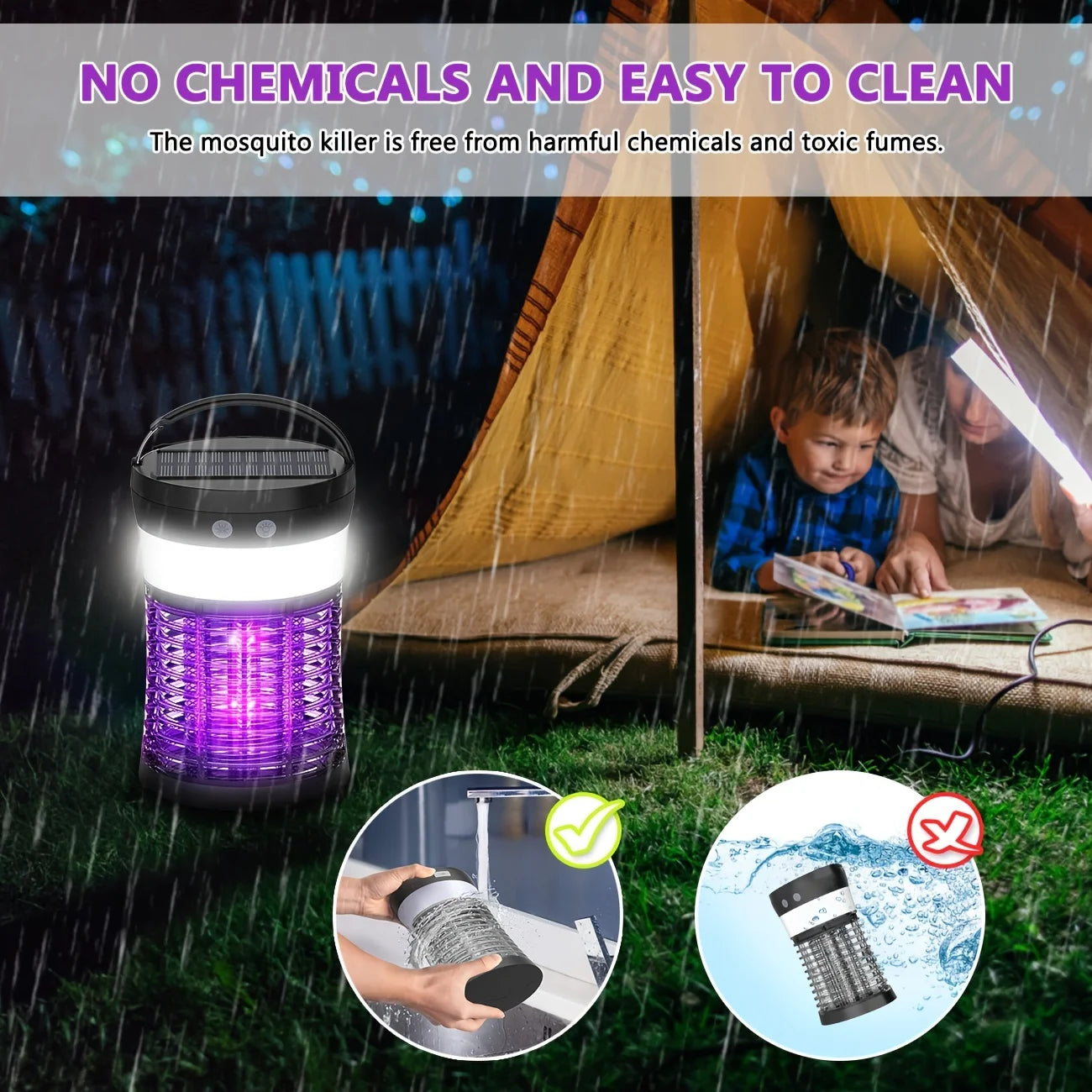 Bug Zapper 3000V Rechargeable Indoor Outdoor Mosquito Killer