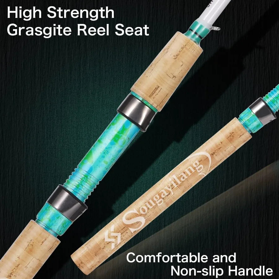2 Piece 5 Foot 6 Inch Graphite Fiberglass Rod And Reel Combo Saltwater Angling