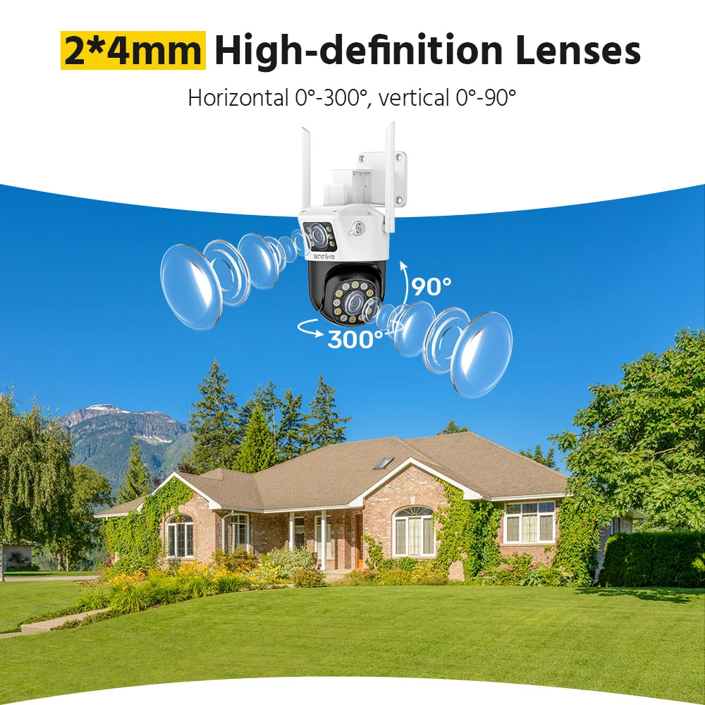 ANNKE 6MP Dual Lens Outdoor Wireless WiFi PT Camera Red Blue Siren Two Way Audio