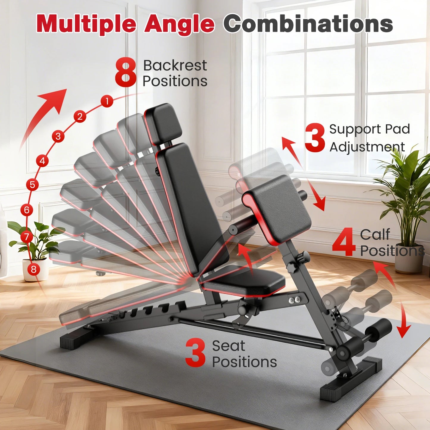 Foldable Adjustable Dumbbell Bench Roman Chair For Home Gym And Weightlifting