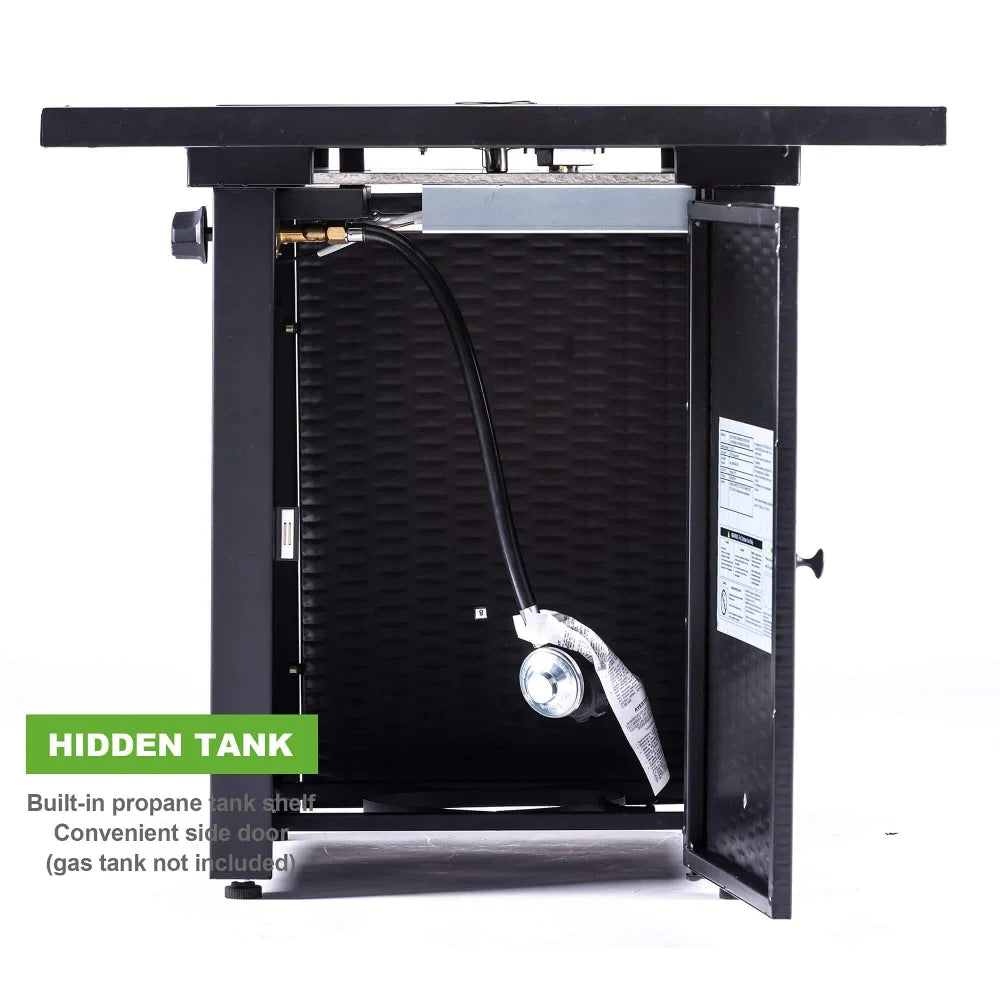 28in Outdoor Propane Fire Pit Table 50000 BTU Lava Stone Lid