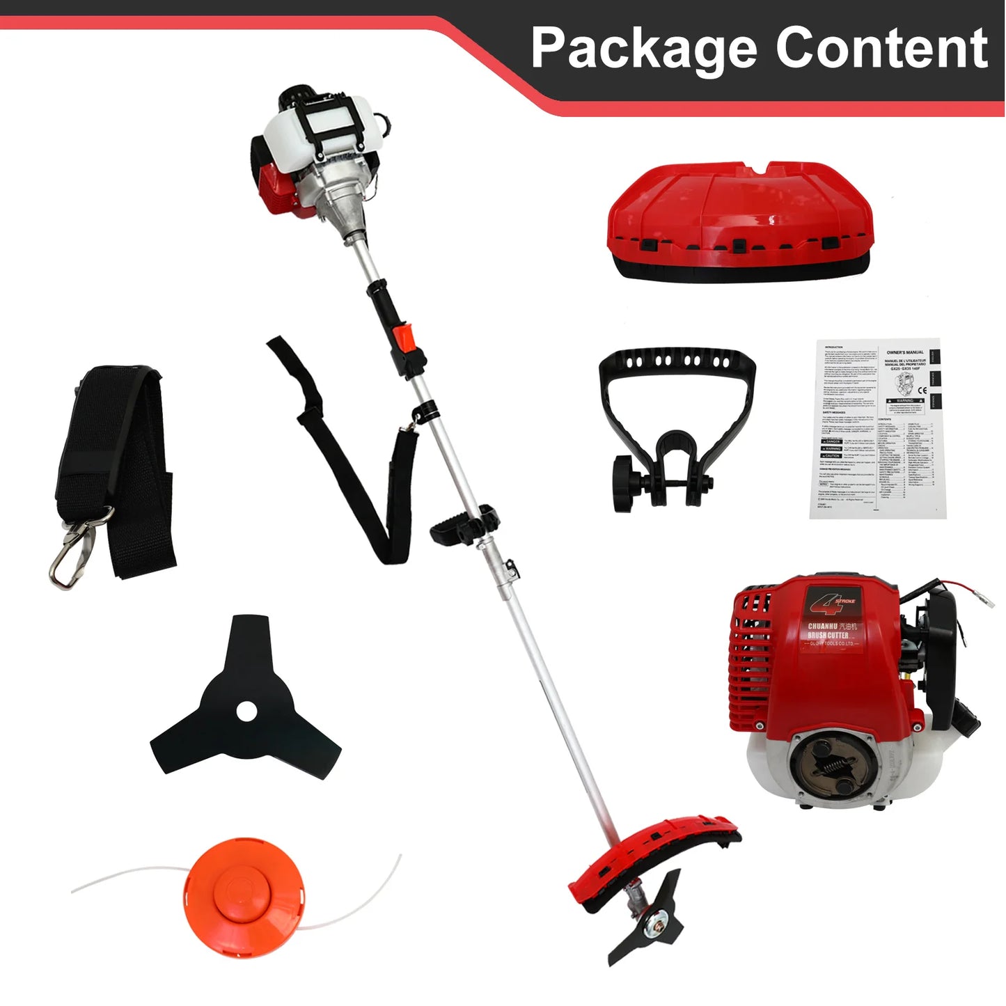 4 Stroke Gas Weed Eater 31cc 13 Inch Straight Shaft Lawn Trimmer