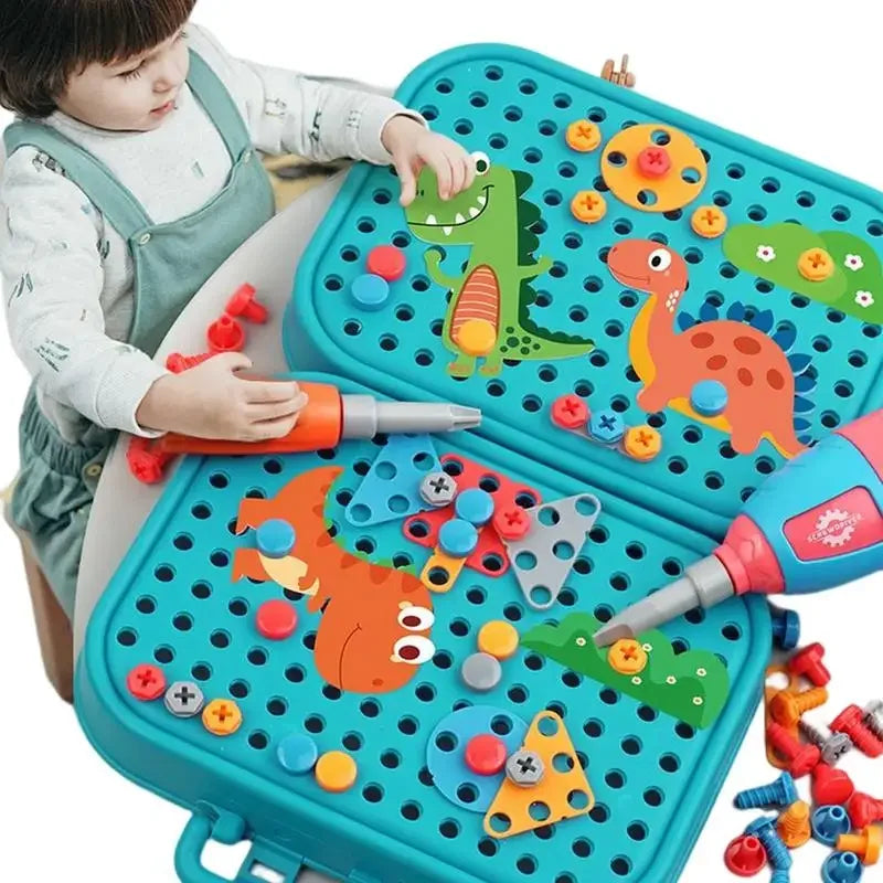 Pretend Play Preschool Children Nut Screw Assembly Simulation Carpenter Tool Educational Montessori Kids Toys  Electric Toolbox