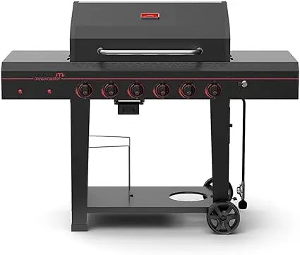 6 Burner Propane Gas Grill With Side Shelves And Hooks
