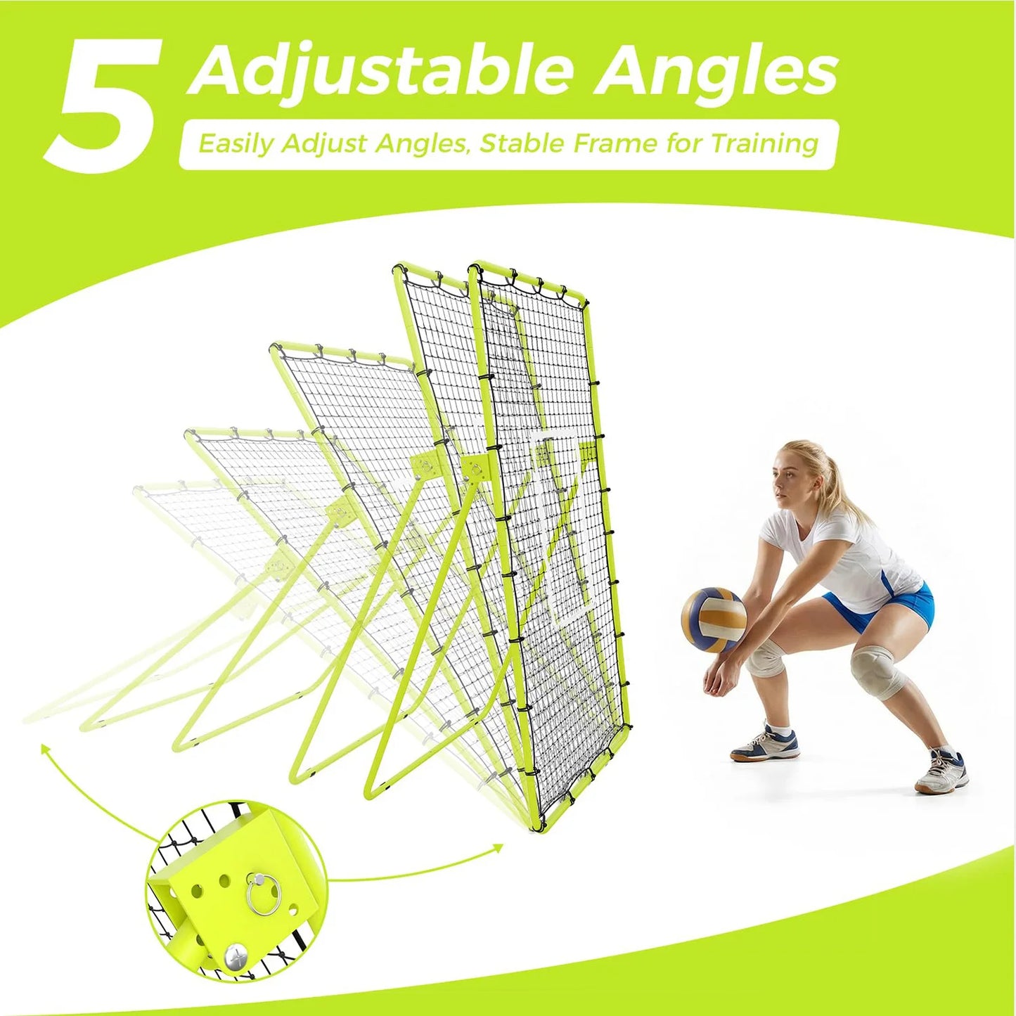 7x4ft Volleyball Rebounder Net Adjustable Angle For Solo Training Practice