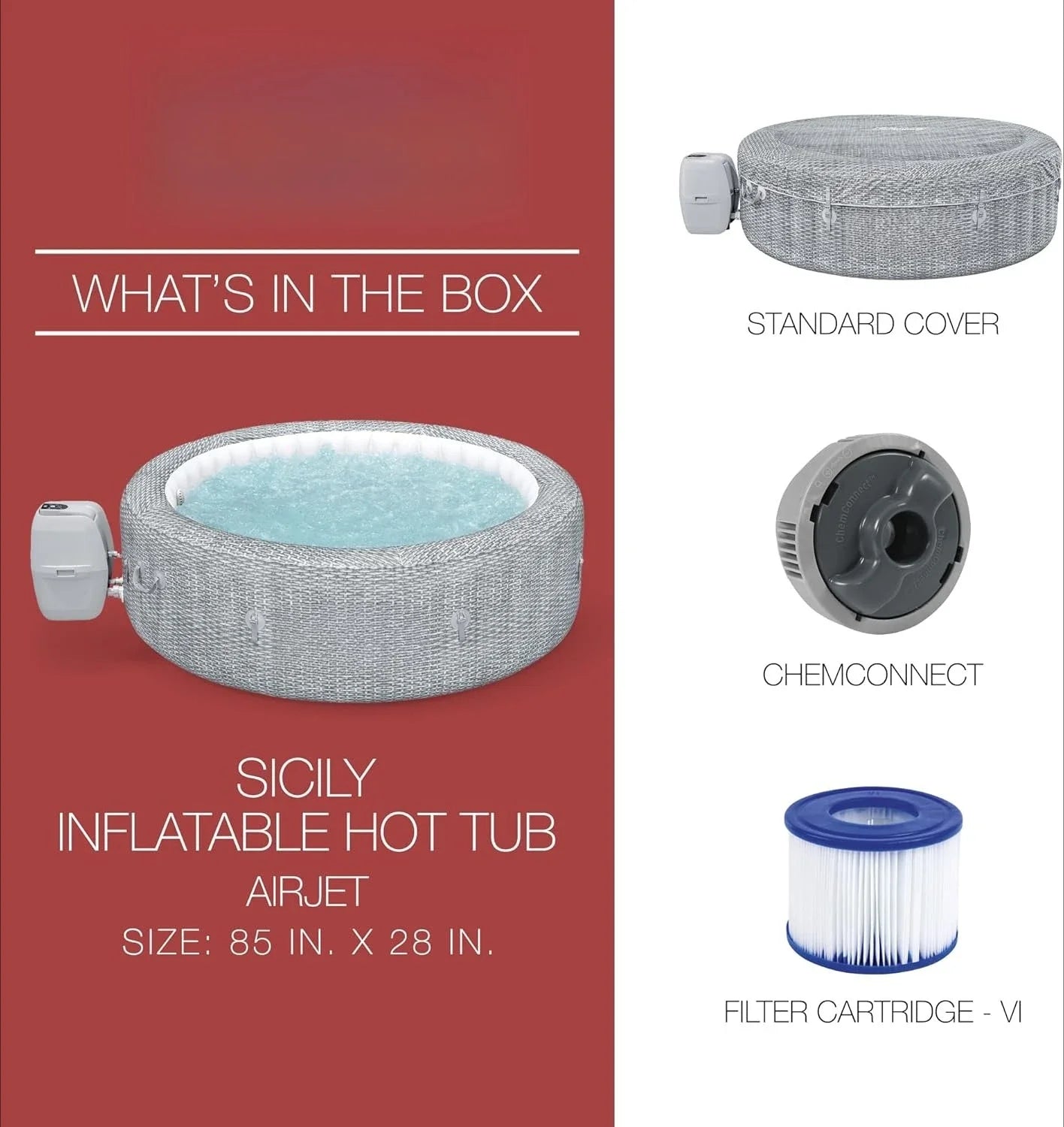 SaluSpa Sicily AirJet 7 Person Round Inflatable Hot Tub Gray
