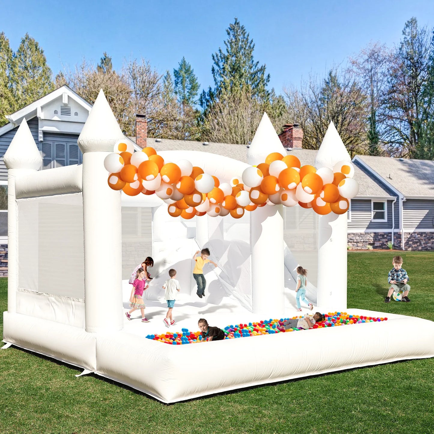 13ft Commercial PVC White Bounce House Inflatable Wedding Castle For Kids And Adults